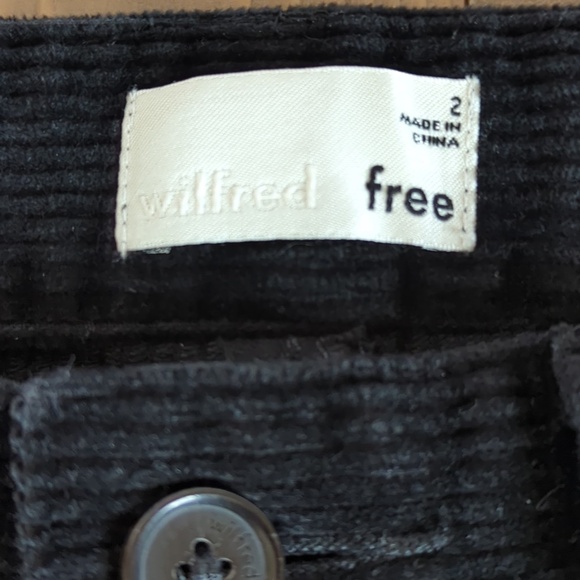 Aritzia Wilfred Free Black High Rise Corduroy Straight Leg Pants - Picture 3 of 12